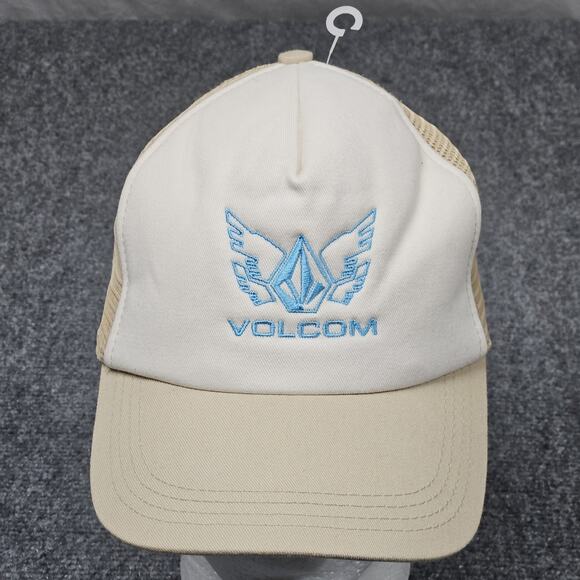 Volcom Wings N Things Trucker Hat Khaki White Mesh Snapback Cap Skater Y2K 90s - Picture 2 of 6